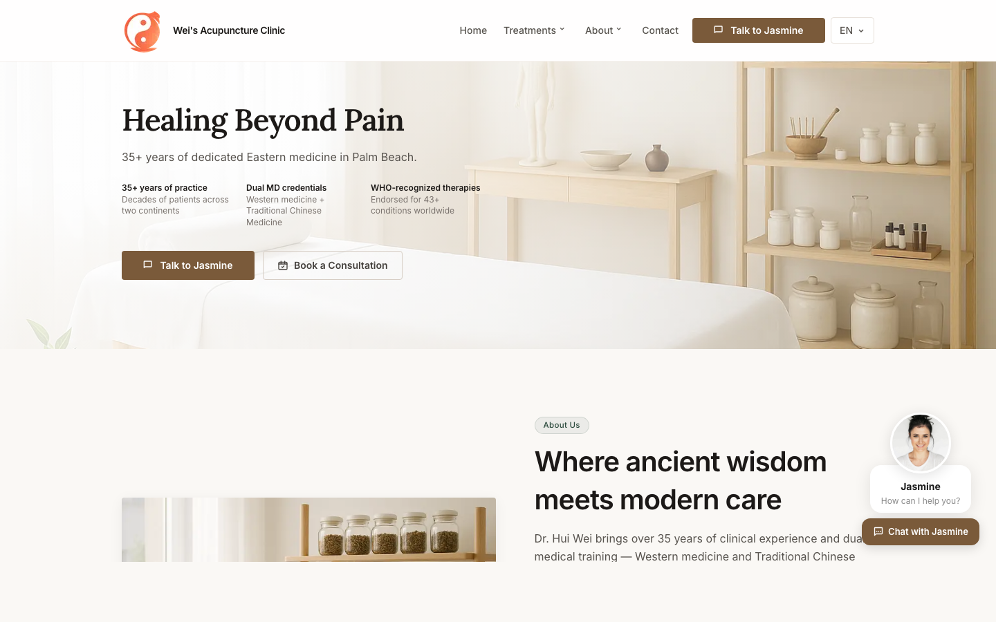 Wei's Acupuncture Clinic — built with Bloma